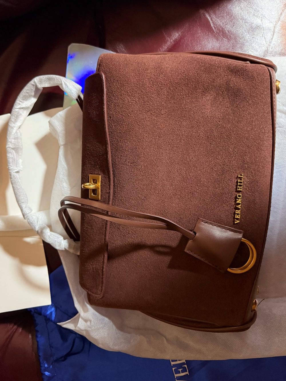 Verano Hill Brown Suede Shoulder Bag